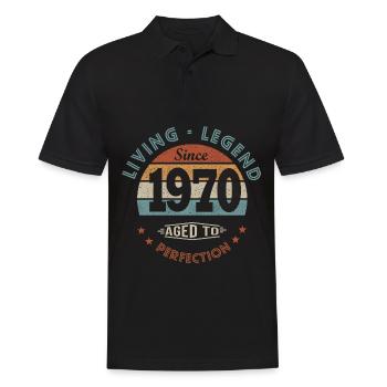 Legende seit 1970 Geboren 1970 Jubiläum - Männer Poloshirt - Schwarz - Vorne - Kai (181cm)