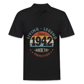 Legende seit 1942 Geboren 1942 Jubiläum 80 Jahre - Männer Poloshirt - Schwarz - Vorne - Kai (181cm)