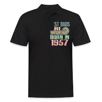 Die Besten Väter Sind 1957 Geboren, 66 Jahre Alt, - Männer Poloshirt - Schwarz - Vorne - Kai (181cm)
