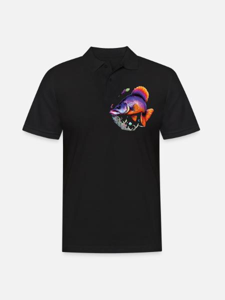 Tauchen Sie ein in die bunte Welt der tropischen Fische - Männer Poloshirt - Schwarz