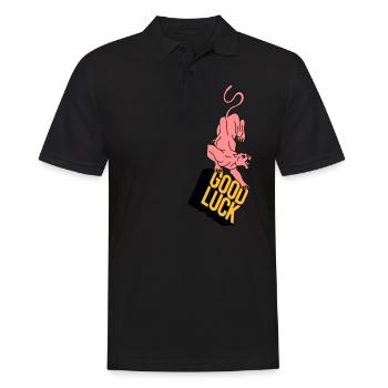 GOOD LUCK | Retro | Vintage | design - Men's Polo Shirt - black - Front - Kai (181cm)