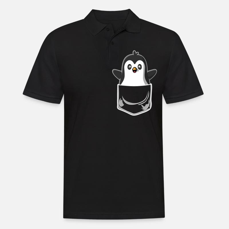 Pinguin Brusttasche Pocket - Männer Poloshirt - Schwarz