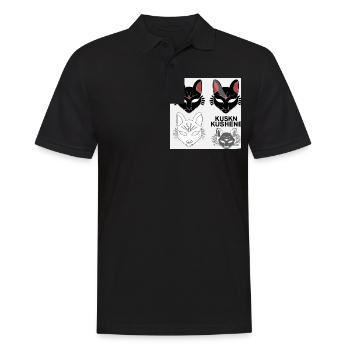 Kitsun Vaporwave Japanese Kami Vaporwave Kitsune - Men's Polo Shirt - black - Front - Kai (181cm)