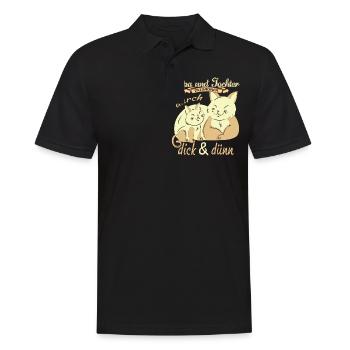 Papa und Tochter durch dick & dünn Katze - Männer Poloshirt - Schwarz - Vorne - Kai (181cm)