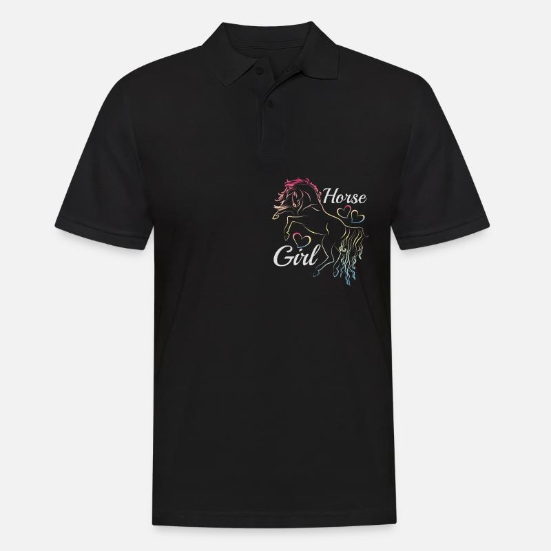 Pferdemädchen Regenbogen Silhouette Geschenkidee - Männer Poloshirt - Schwarz