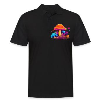 Magic Mushroom Design coloré - Polo Homme - noir - Devant - Kai (181cm)