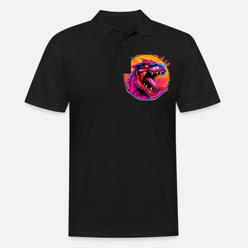 Dino T-Rex Design Comic - Männer Poloshirt - Schwarz
