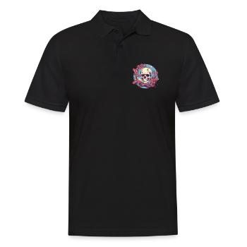 Skull Totenkopf Logo - Männer Poloshirt - Schwarz - Vorne - Kai (181cm)