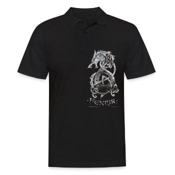 Fenrir Wolf - Oldstyle Walhalla Design - Männer Poloshirt - Schwarz - Vorne - Kai (181cm)