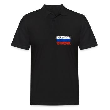 Russie drapeau russe drapeau usé - Polo Homme - noir - Devant - Kai (181cm)
