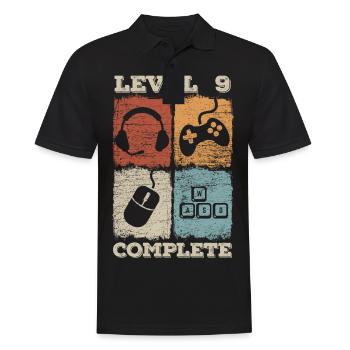 9. Geburtstag Level Complete Gaming - Männer Poloshirt - Schwarz - Vorne - Kai (181cm)