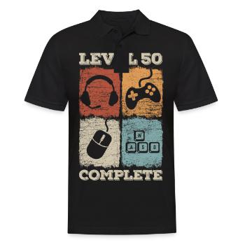 50th Birthday Level Complete Gaming - Men's Polo Shirt - black - Front - Kai (181cm)