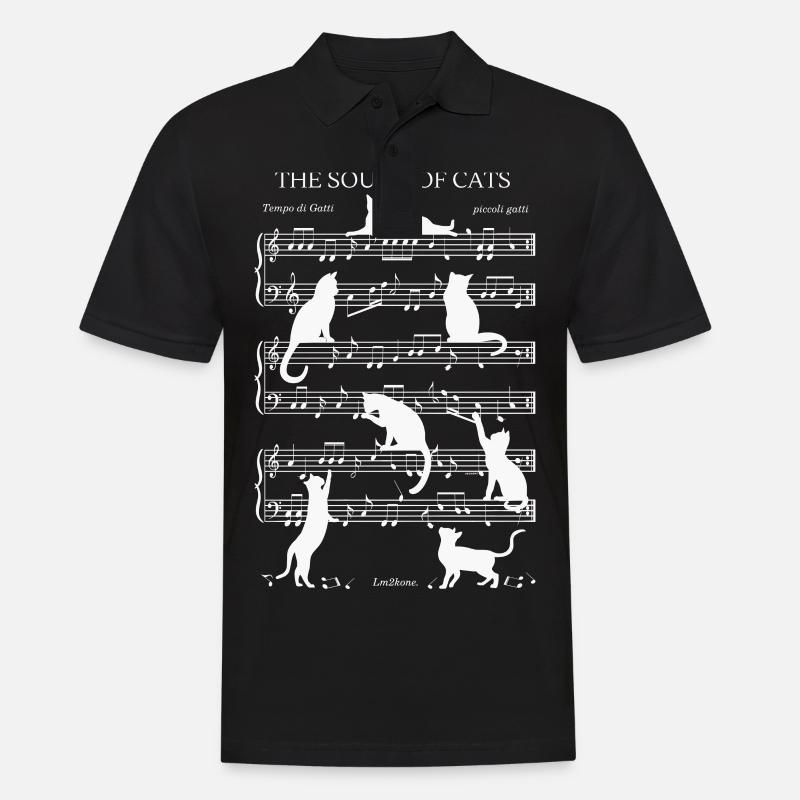 Chats musical notes - thème blanc - Polo Homme - noir