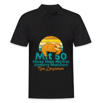Mit 50 Muss Man Nichts Anders Machen Nur Langsamer - Männer Poloshirt - Schwarz - Vorne - Kai (181cm)