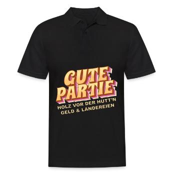 Gute Partie - Holz vor der Hütte, Geld, Land - Männer Poloshirt - Schwarz - Vorne - Kai (181cm)