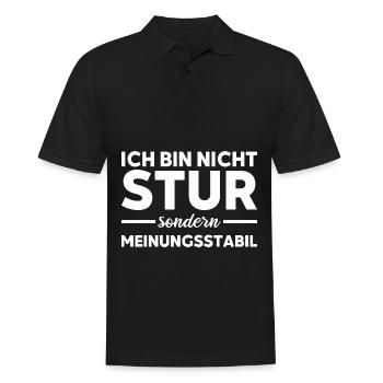 Ich bin nicht stur nur Meinungsstabil Spruch - Männer Poloshirt - Schwarz - Vorne - Kai (181cm)