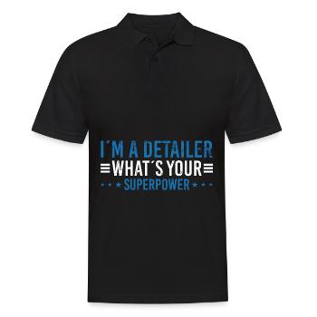 i`m a detailer what´s your superpower Detailer - Männer Poloshirt - Schwarz - Vorne - Kai (181cm)