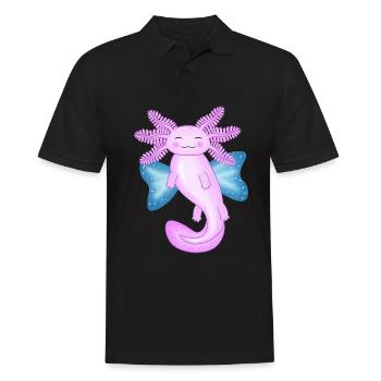 Engel Axolotl - Männer Poloshirt - Schwarz - Vorne - Kai (181cm)