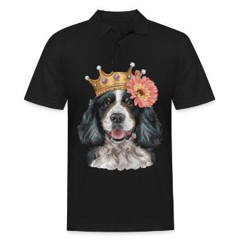 Cocker Spaniel mit Blumen und Krone - Männer Poloshirt - Schwarz - Vorne - Kai (181cm)