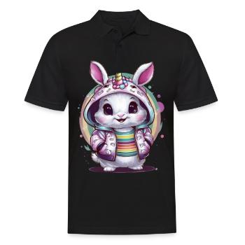 Lapin licorne kawaii - Polo Homme - noir - Devant - Kai (181cm)