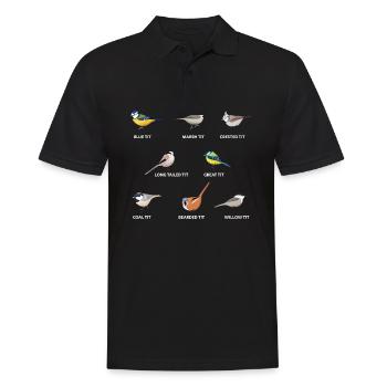 Eine Sammlung von Meisenvögeln Blaumeise, Kohlmeise - Männer Poloshirt - Schwarz - Vorne - Kai (181cm)