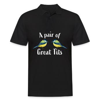 Funny tit bird, birdwatching gift | two great tits - Men's Polo Shirt - black - Front - Kai (181cm)