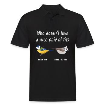 Lustige Meise Vogel Ornithologen & Birder Geschenkidee - Männer Poloshirt - Schwarz - Vorne - Kai (181cm)