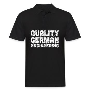 Qualität Deutsches Engineering | Geschenk für Autoliebhaber - Männer Poloshirt - Schwarz - Vorne - Kai (181cm)