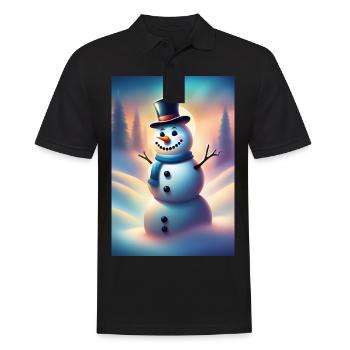 Bonhomme de neige hivernal heureux - Polo Homme - noir - Devant - Kai (181cm)