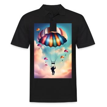 Bunter Fallschirm - Männer Poloshirt - Schwarz - Vorne - Kai (181cm)
