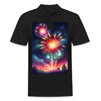 Erstaunliches Silvesterfeuerwerk - Männer Poloshirt - Schwarz - Vorne - Kai (181cm)