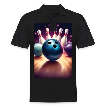 Design de t-shirt graphique de boule de bowling cool - Polo Homme - noir - Devant - Kai (181cm)