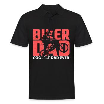 Biker papa moto pilote Cooler papa père Rockt - Polo Homme - noir - Devant - Kai (181cm)