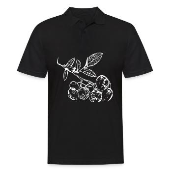 Weißer Beerenzweig Zeichnung - Männer Poloshirt - Schwarz - Vorne - Kai (181cm)