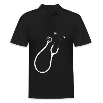 Schwarzweiß Stethoskop Linienkunst - Männer Poloshirt - Schwarz - Vorne - Kai (181cm)