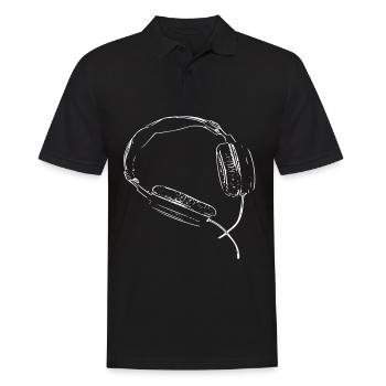 Kopfhörer Linienzeichnung - Männer Poloshirt - Schwarz - Vorne - Kai (181cm)