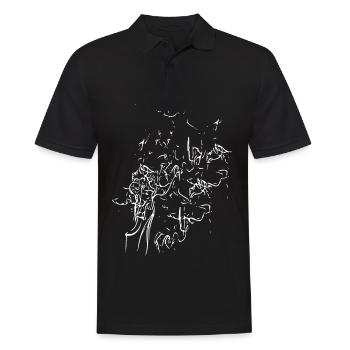 Linienkunst Blütenwirrwarr - Männer Poloshirt - Schwarz - Vorne - Kai (181cm)