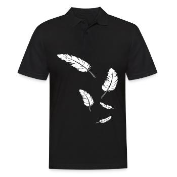 Weiße Federn auf Schwarz - Männer Poloshirt - Schwarz - Vorne - Kai (181cm)
