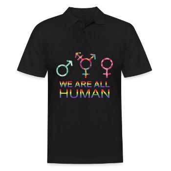 We are all Human LGBT Gender Symbols - Men's Polo Shirt - black - Front - Kai (181cm)