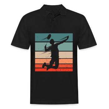 Badminton Player Jump Smash - Men's Polo Shirt - black - Front - Kai (181cm)