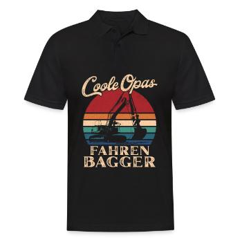Cool grands-pères conduisant une excavatrice rétro grand-père - Polo Homme - noir - Devant - Kai (181cm)