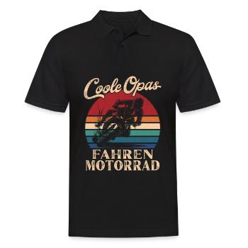 Cool Grandpas Riding Motorcycle Retro Grandpa - Men's Polo Shirt - black - Front - Kai (181cm)