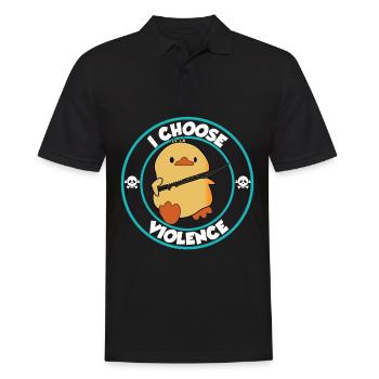 I choose violence - lustige Ente mit Schwert - Männer Poloshirt - Schwarz - Vorne - Kai (181cm)