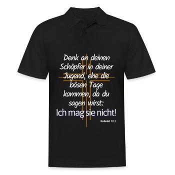 Denk an Deinen Schöpfer ehe die Tage - Bibel Zitat - Männer Poloshirt - Schwarz - Vorne - Kai (181cm)