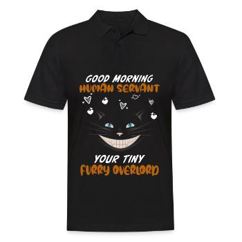 Bonjour, drôle de chat serviteur humain - Polo Homme - noir - Devant - Kai (181cm)