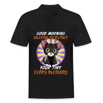 Bonjour, drôle de chat serviteur humain - Polo Homme - noir - Devant - Kai (181cm)