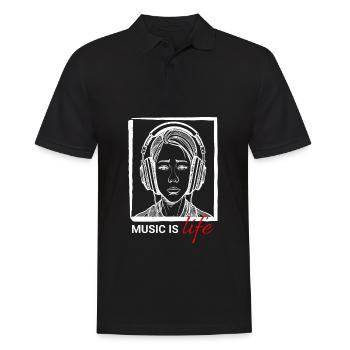 Music is life - Design for music lovers - Men's Polo Shirt - black - Front - Kai (181cm)
