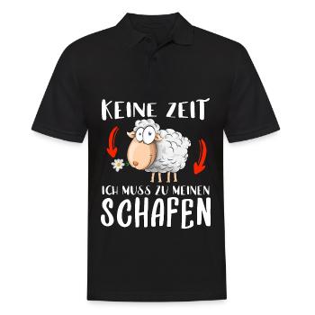 Keine Zeit - ich muss zu meinen Schafen! - Männer Poloshirt - Schwarz - Vorne - Kai (181cm)