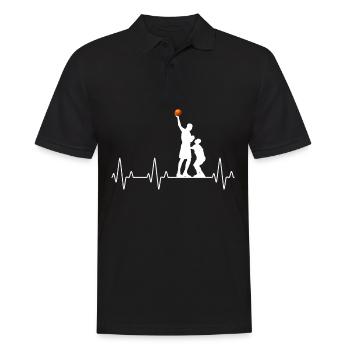 Hearbeat Basketball cooles Sport Design Herzschlag - Männer Poloshirt - Schwarz - Vorne - Kai (181cm)