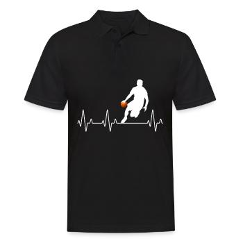 Hearbeat Basketball cooles Sport Design Herzschlag - Männer Poloshirt - Schwarz - Vorne - Kai (181cm)